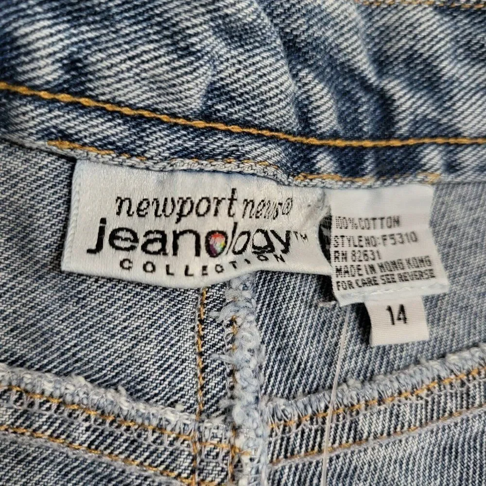 𝅺NEWPORT News Jeanology High Rise Mom Jeans Blue Denim Tie Closure Size 14 - Picture 8 of 9